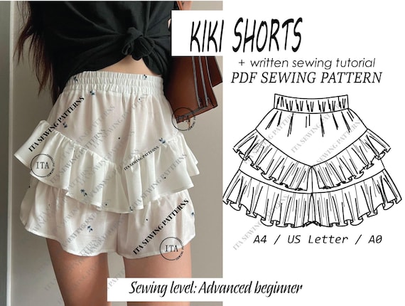 パンツ ANDWANG Ballet Button Frill Shorts KIKI Shorts / Bloomers / Women Sewing Pattern / Shorts Pattern