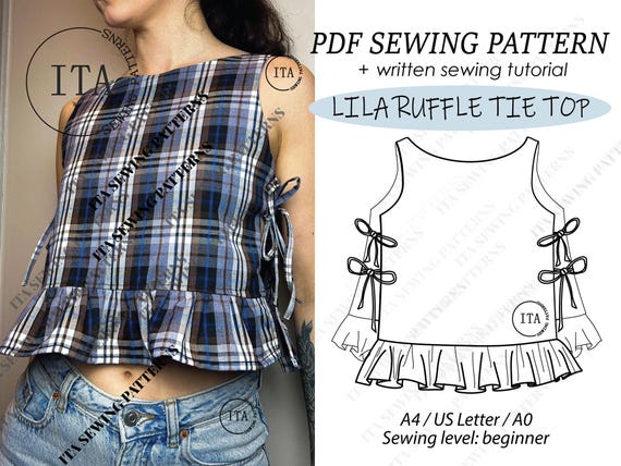 Lila Ruffle Tie Top Sewing Pattern: Beginner-friendly DIY Blouse