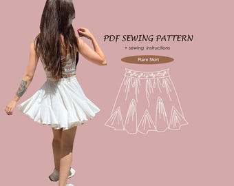 Flare Skirt Sewing Pattern: Beginner-Friendly Midi Skirt (PDF)