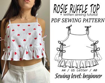 Rosie Ruffle Top Sewing Pattern: Beginner Friendly (PDF Digital Download)