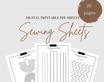 Sewing Practise Sheets | Paper Sewing Sheets | Learn to Sew | Digital PDF Sewing Business | Printable Sewing Lessons Guide | Sewing Tutorial