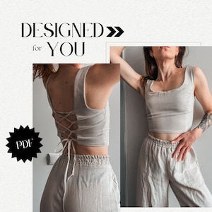 Linen summer set pattern| crop top pattern & wide legs pants pattern | women sewing pattern summer set sewing pattern | PDF sewing pattern
