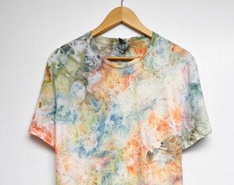 S-3XL, Individually hand dyed, Soft coral multi-color watercolor tie-dye T-shirt, Unisex size S-3XL