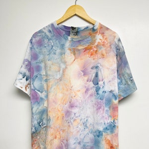 Size S-5XL, Individually hand dyed, Orange blue purple tie-dye T-shirt, unisex size S-5XL