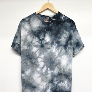 S-5XL, Hand Dyed, Gray Black Water Color Tie Dye T-shirt, Unisex