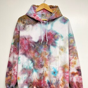 S 4XL Hand Dyed Jewel Tones Watercolor Tie Dye Hoodie zip Hoodie