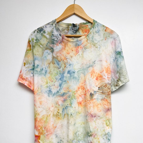 S-3XL, Individually hand dyed, Soft coral multi-color watercolor tie-dye T-shirt, Unisex size S-3XL