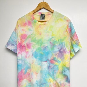 Unisex Crew Neck, Women's V-Neck, Individually hand dyed, Pastel multi-color watercolor tie-dye T-shirt