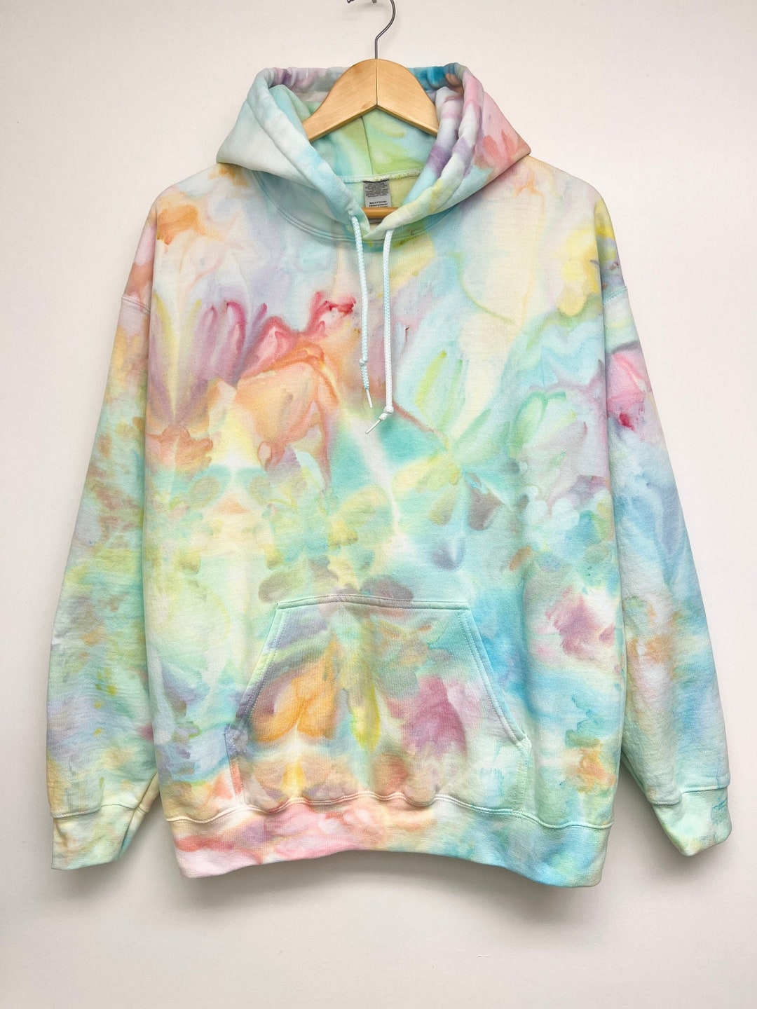 S4XL, Hand Dyed, Pastel Multicolor Watercolor Tie Dye Hoodie/zip