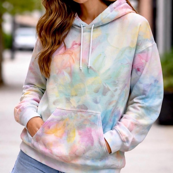 Hand-Dyed Pastel Watercolor Tie Dye Hoodie (S-4XL)