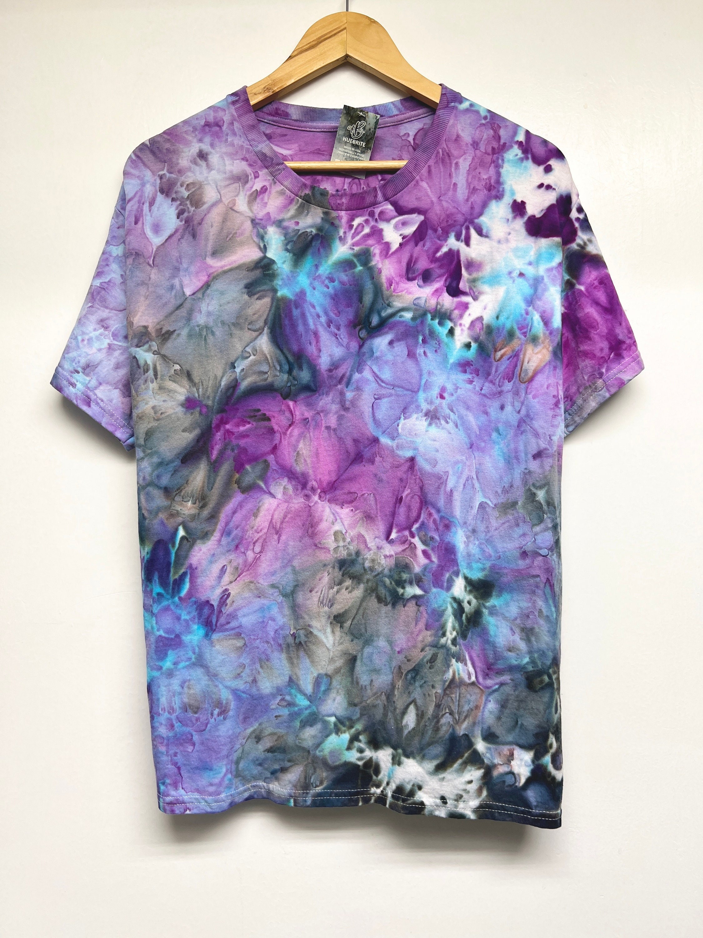 S-5XL, Hand dyed, Royal purple Turquoise water color tie dye T-shirt, unisex/men’s size S-5XL