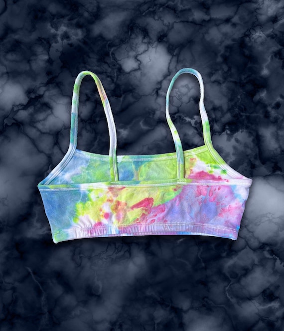 Buy XS-XL, Hand Dyed, Pink Purple Lime Watercolor Womens Spaghetti Strap  Pullover Sports Bra Online in India 