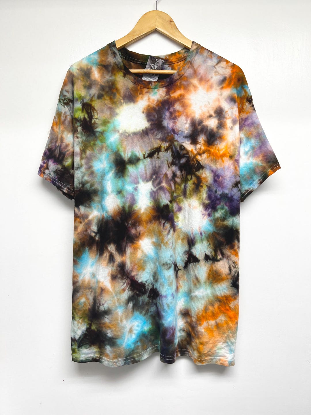 S-5XL, Hand Dyed, Orange Purple Blue Green Black Mix Tie Dye T
