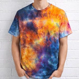 S-5XL, Hand Dyed, Flaming Nebula Tie Dye T-shirt, Size S-5XL - Etsy