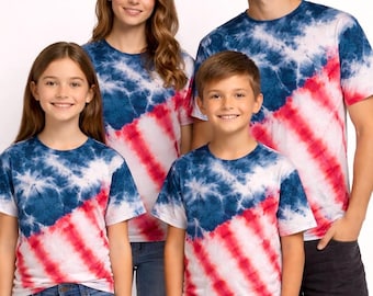Hand-dyed, 4th of July USA flag tie-dye T-shirt, Adults and Kids