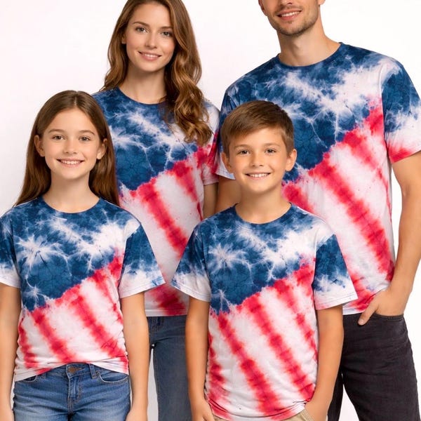 Hand-dyed, 4th of July USA flag tie-dye T-shirt, Adults and Kids