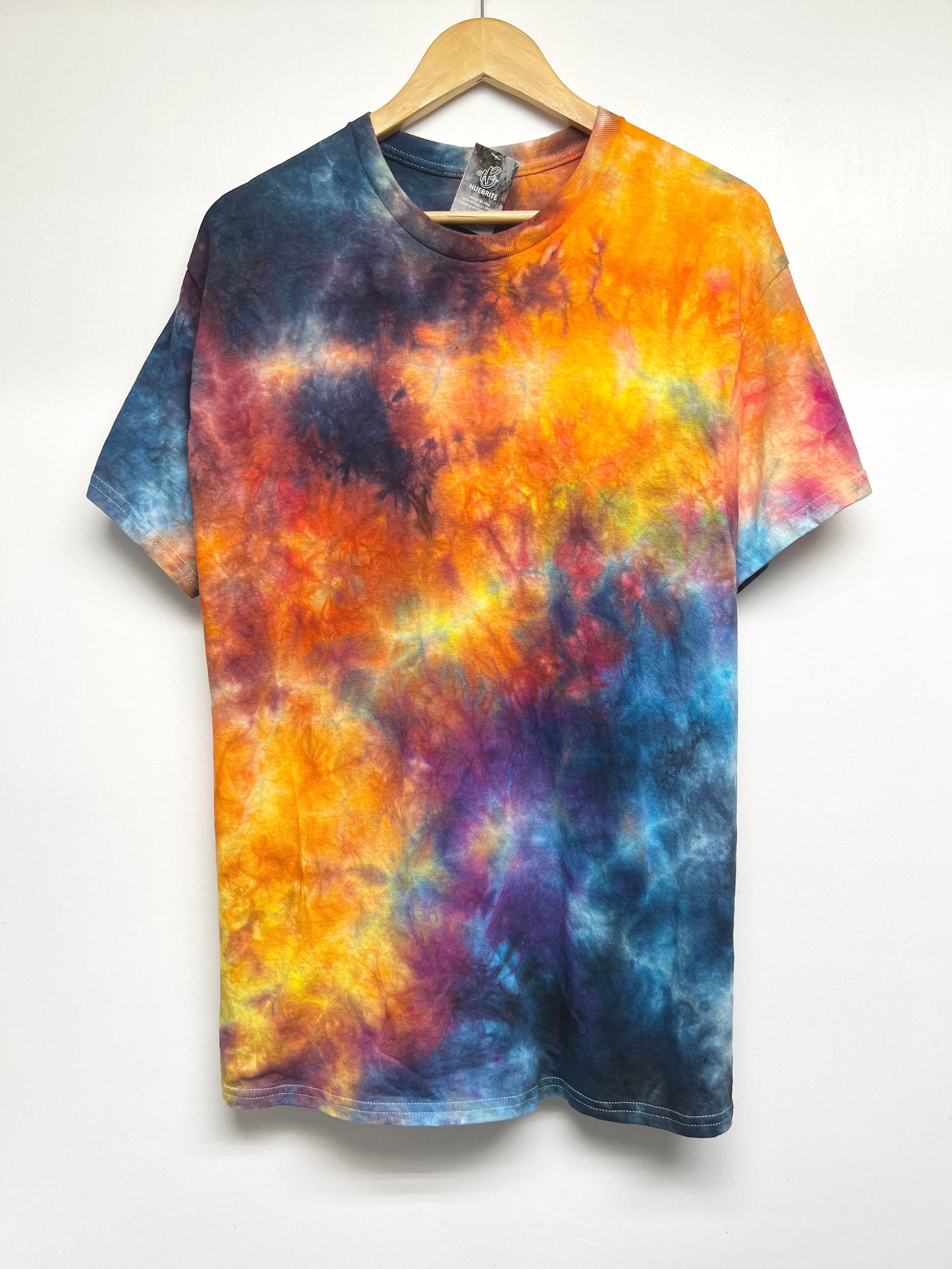 S-5XL, Hand dyed, Flaming nebula tie dye T-shirt, size S-5XL