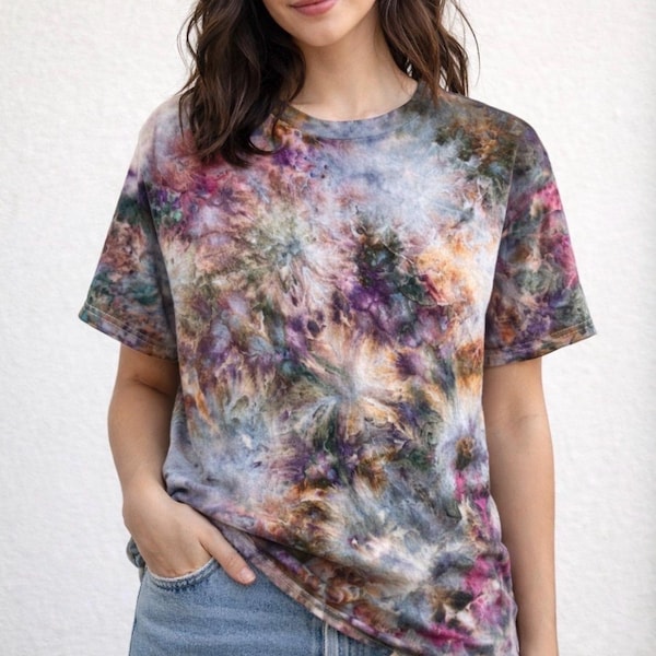 S-5XL, Hand dyed, Purple gold hunter mix tie dye T-shirt, size S-5XL