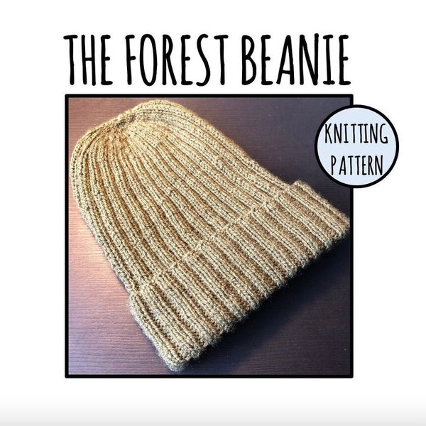 The Forest Beanie: Ribbed fisherman style hat - Knitting Pattern