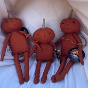 Handmade Pumpkin Plush Doll – Dark Orange Pumpkidz | Choose Your Character | Adoptable 14-Inch Plush | Pick-A-Pumpkidz Patch