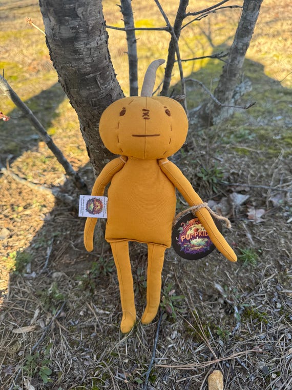 Pick a Pumpkin Doll – Handmade Pumpkin Plush, Adoptable Character Plush Doll, Storybook Style Toy, Fall Gift