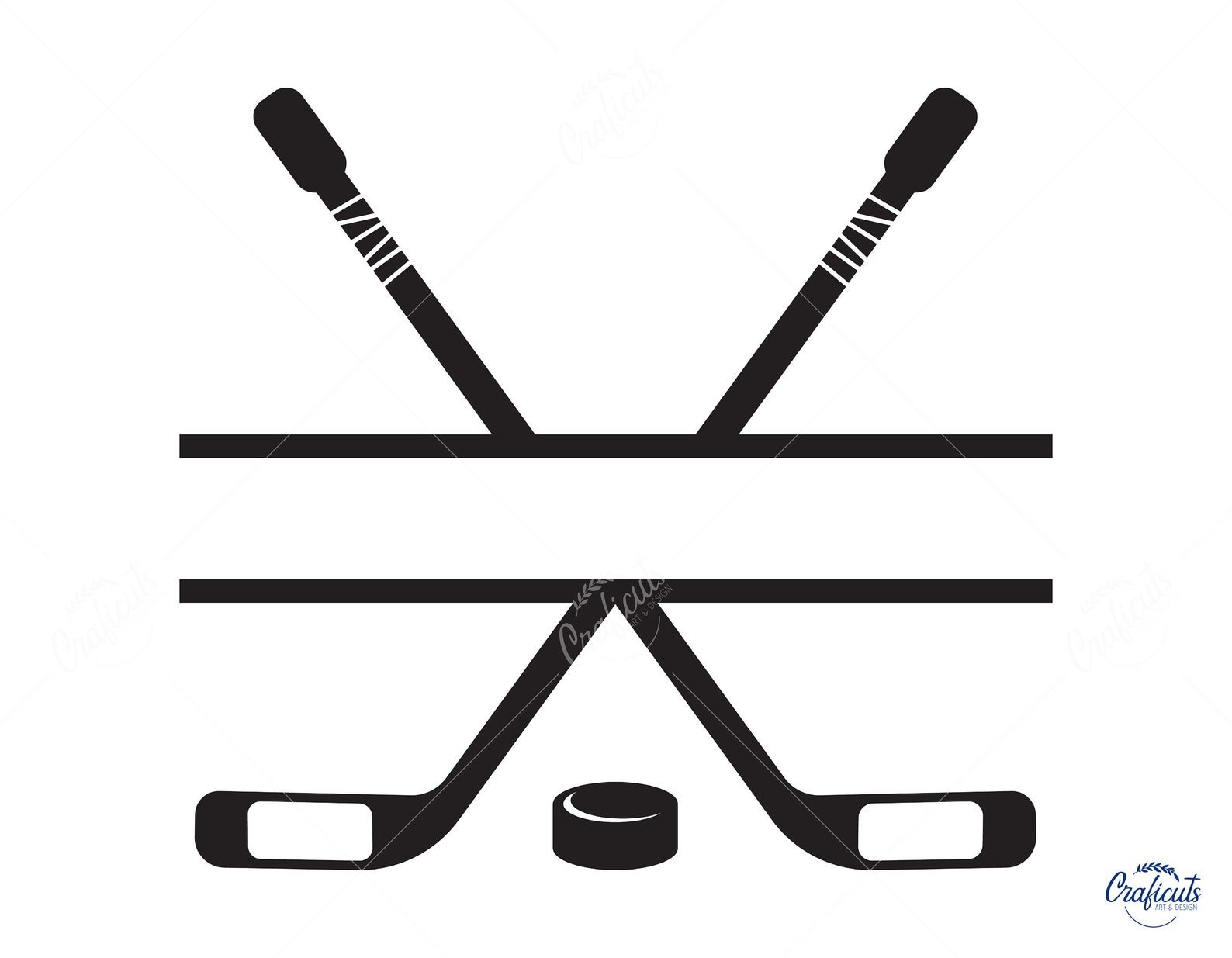 Hockey SVG, Crossed Hockey Sticks and Hockey Puck Name Frame SVG