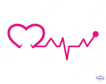 Heartbeat SVG, EKG Illustraties, Instant Digital Download Svg / Png / Dxf / Eps bestanden, voor Cricut, Silhouette Cut Files.