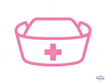 Sjuksköterskehatt SVG, sjuksköterskemössa Clipart, omedelbar digital nedladdning Svg/Png/Dxf/Eps-filer, för Cricut, Silhouette Cut-filer.