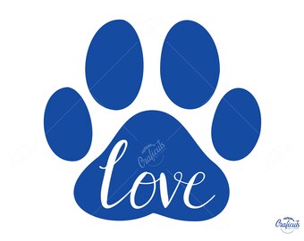 Dog Pawn Print Love SVG, Pawn Print Clip art, Instant Digital Download Svg / Png / Dxf / Eps bestanden, voor Cricut, Silhouette Cut Files.