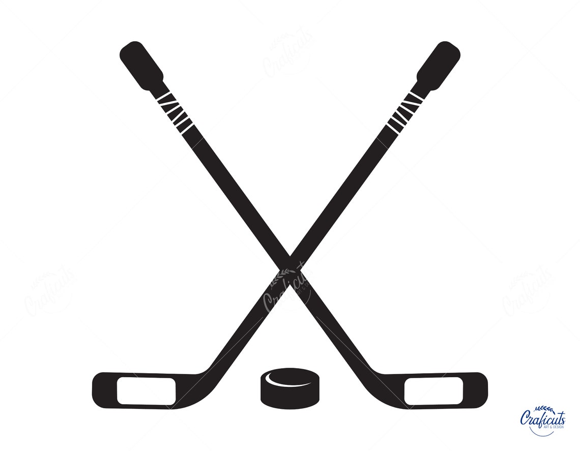 Hockey SVG, Crossed Hockey Sticks and Hockey Puck Clip Art, Digital