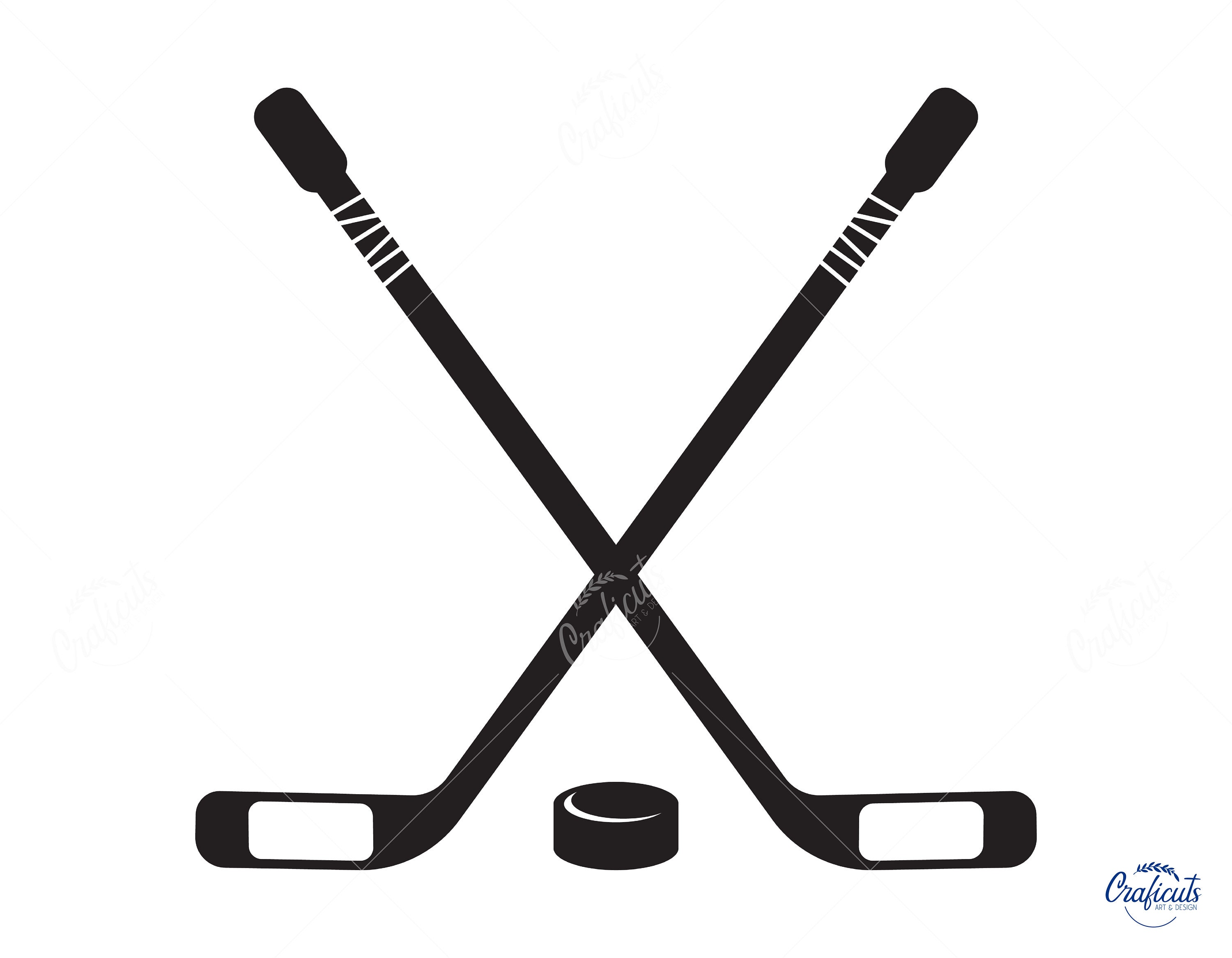 Hockey Stick and Puck SVG Silhouette, Clipart