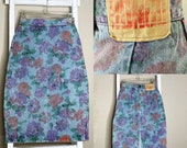 Vintage 90 s BONGO Floral Denim Pencil Skirt-Sz. 7