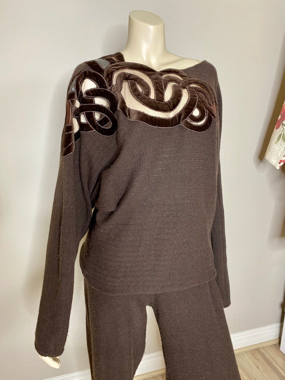 90’s Vintage Amen Wardy Brown Angora Cashmere Lam… - image 5