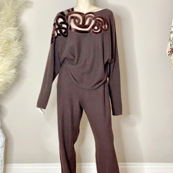 90’s Vintage Amen Wardy Brown Angora Cashmere Lam… - image 2