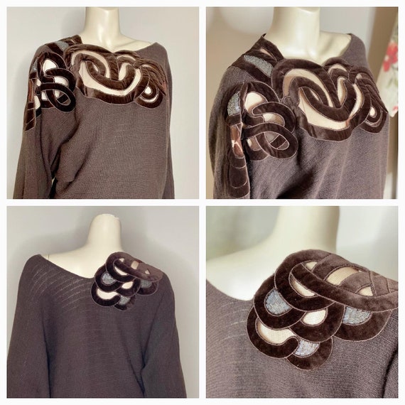 90’s Vintage Amen Wardy Brown Angora Cashmere Lam… - image 3