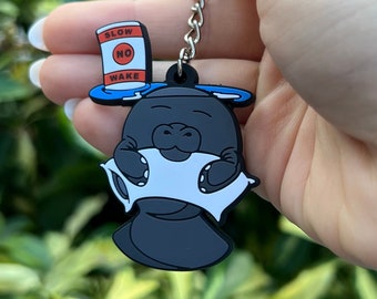 Adorable Manatee rubber Keychain.