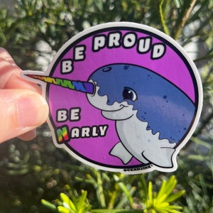 LGBTQ Narly Narwhal Sticker | Cute Glossy Narwhal Sticker | LGBTQ Proud | Planner Water bottle Phone Sticker