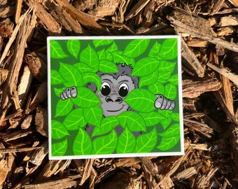 Baby Gorilla Sticker- 3" | Monkey Sticker | Ape Sticker | Gorilla Sticker | Zoo Sticker