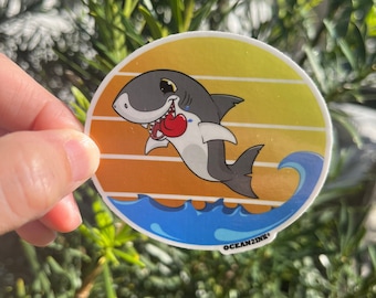 Hai Aufkleber | Planer Aufkleber | Glänzender Vinyl Hai Aufkleber | Süßer Hai Sticker
