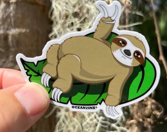 Sticker luie luiaard-3" | Stickers luiaard | Stickers vredesteken | Stickers jungledieren