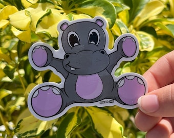 Sticker bébé hippopotame - 3" | Adorable hippopotame en vinyle brillant |