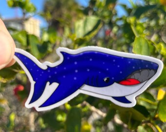 Pegatina de tiburón ballena- 3" / Pegatina de ballena / Pegatina de tiburón / Pequeña pegatina linda