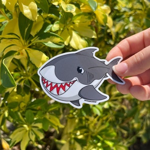 Great White Shark Sticker- 3&quot; | Cute Shark Sticker | Glossy Vinyl
