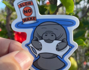 Leuke lamantijn dutten sticker-3" | Manatee slaapsticker | "NO WAKE ZONE" | Manatee sticker |