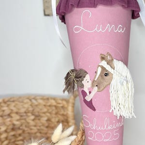 Embroidery file girl with horse, 13x18, doodle, 3D
