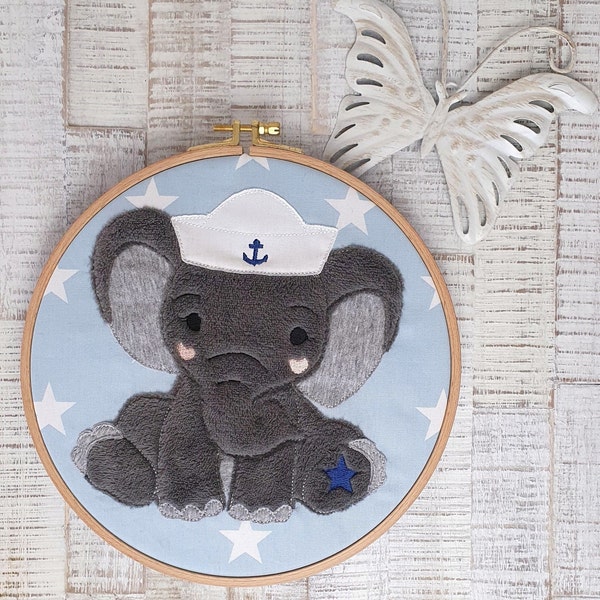 Embroidery file elephant, savings set, maritime look