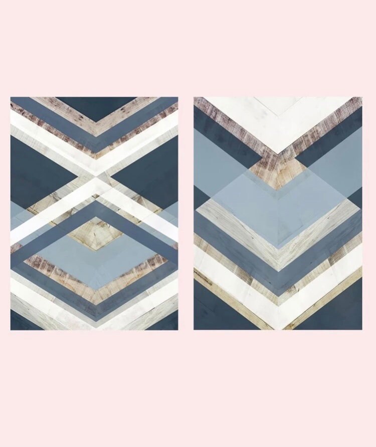 Set of 2 Geometric Wall Prints Wall Art Wall Posters Home Etsy UK
