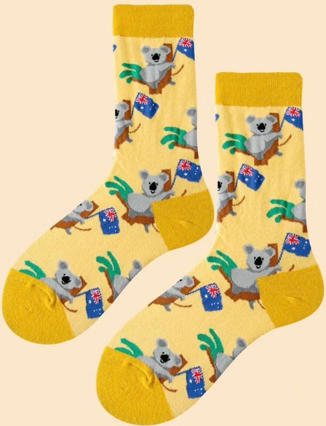 Koala Socks Animal Print Socks Australia Print Socks Etsy UK