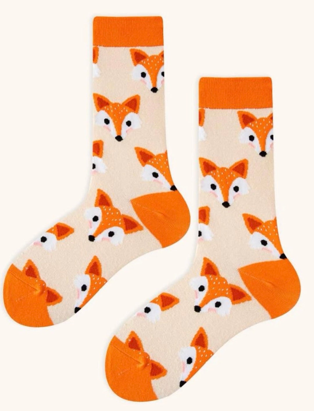 Cartoon Fox Socks Fox Print Socks Animal Print Socks Foxes Etsy UK