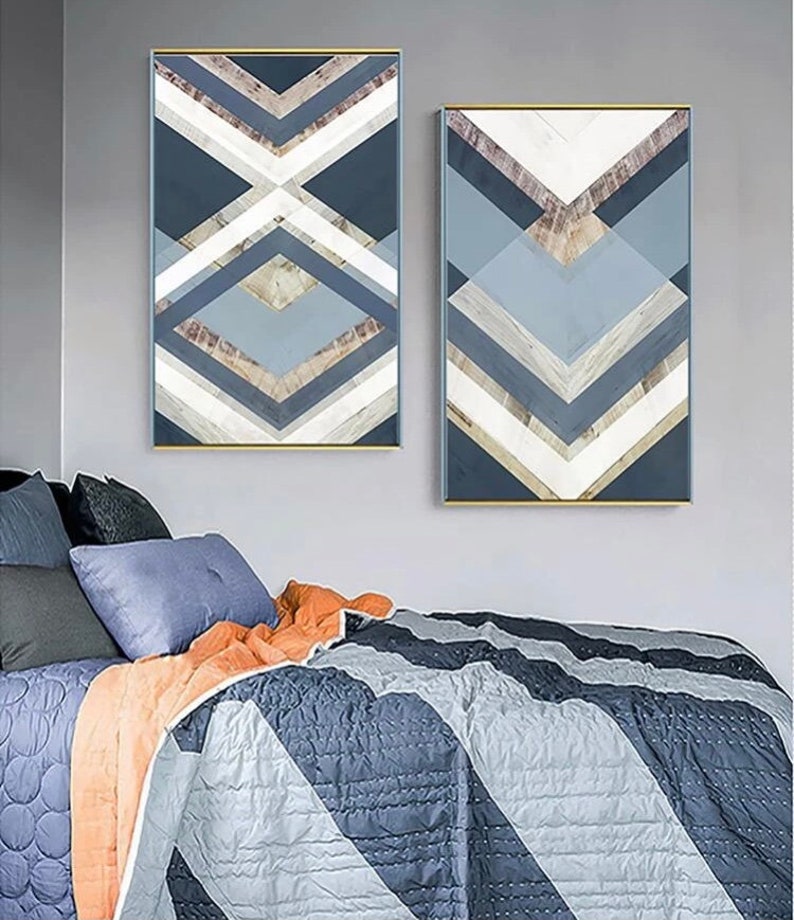 Set of 2 Geometric Wall Prints Wall Art Wall Posters Home Etsy UK